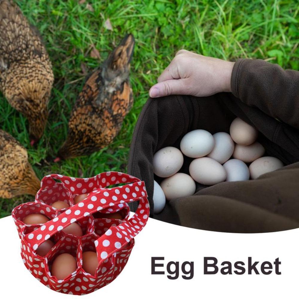 Canvas Portable Egg Collector Egg Bag Fresh Egg Storage Container Egg Basket with 9 Pouches Farms