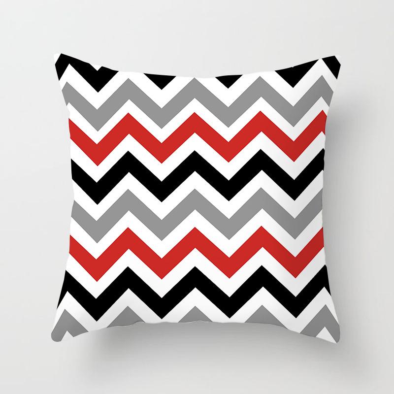 Red Geometric Cushion Cover 45X45 Pillowcase Decor Sofa Polyester Home