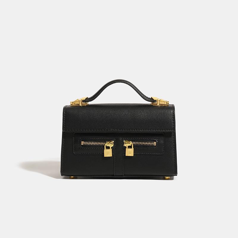 Women's Retro Double Zipper Small Square Bag, Simple and Elegant Mini Handbag, Versatile Commuting Single Shoulder Women's Bag