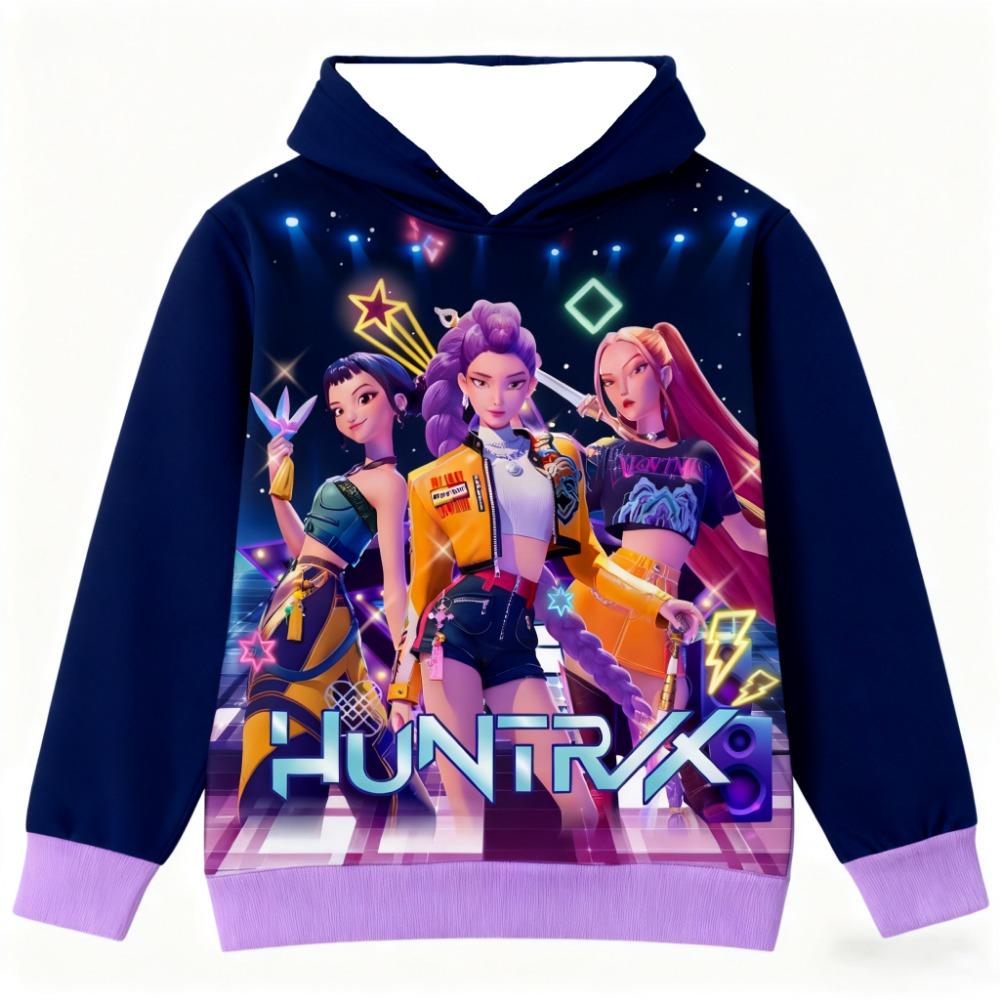 Felpe da donna alla moda KPop Demon Hunters Print Felpe Pullover Casual Felpa da esterno Felpe per bambini Top Abbigliamento da esterno