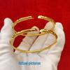 Ancient Style Vietnamese Sand Gold Women's Bamboo Section Open Bangle