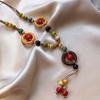 Meier Bohemian Retro Ceramic Braided Rope Necklace Women's New Chinoiserielong Tassel Sweater Chain