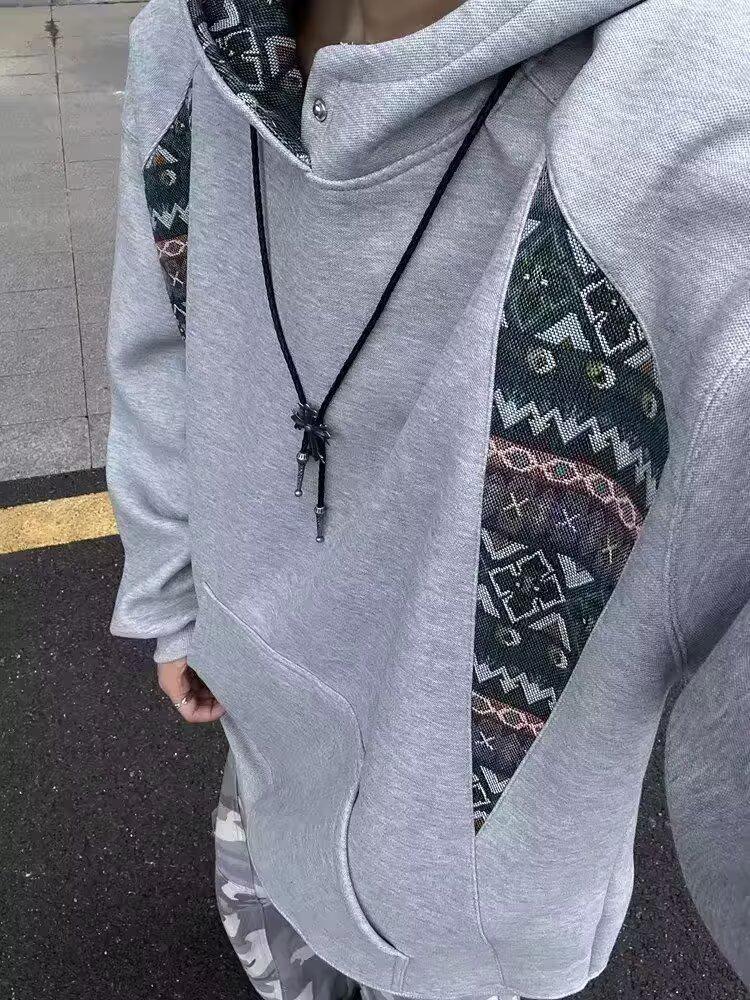 2025 Men's Plus Velvet Heavyweight Hoodie - Trendy American Lazy Style, Loose Fit, Perfect for Couples in Spring & Autumn.