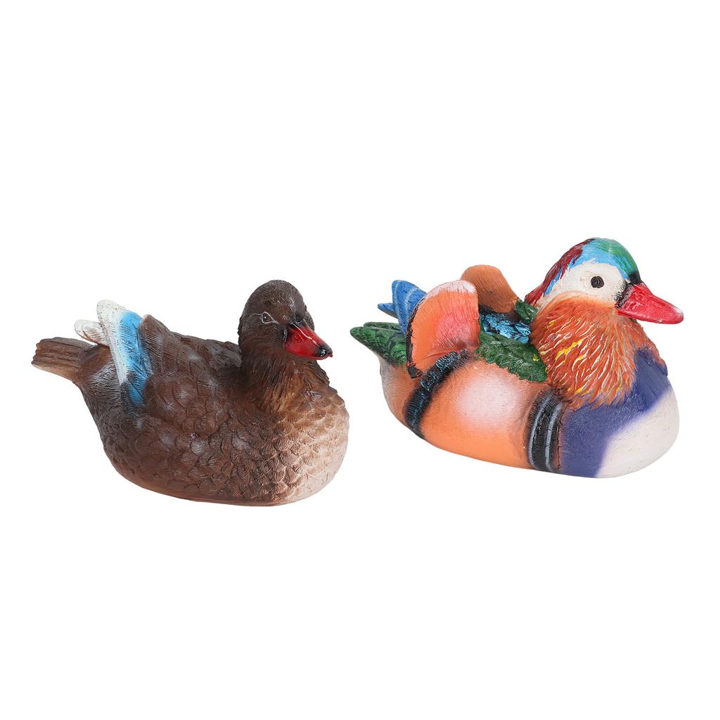 2PCS Floating Mandarin Statue Resin Cute Animal Decor Sculpture Ornament for Outdoor Garden Pond