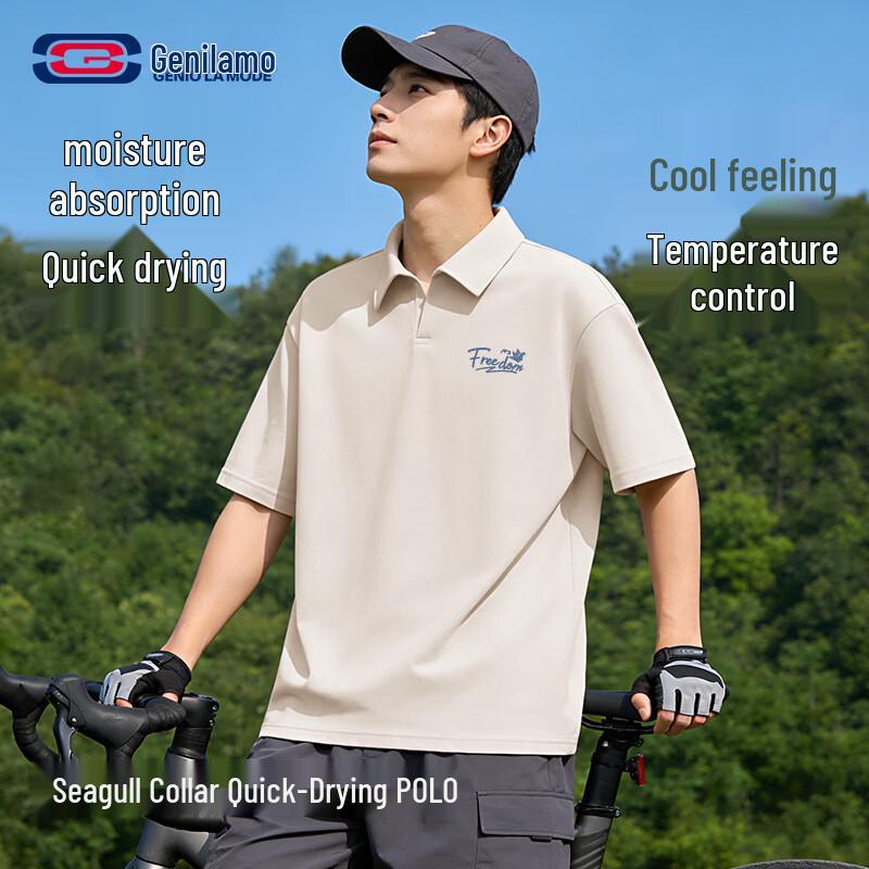

GENIOLAMODE Men s Ice Silk Quick-Dry Polo Shirt XL