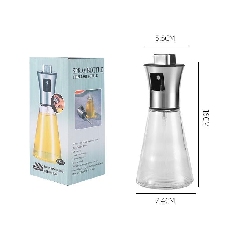 304 Stainless Steel Glass Oil Spray Bottle 1pc - Pressurized Nozzle, Ideal for Kitchen, Outdoor BBQ - No Electricity or Battery