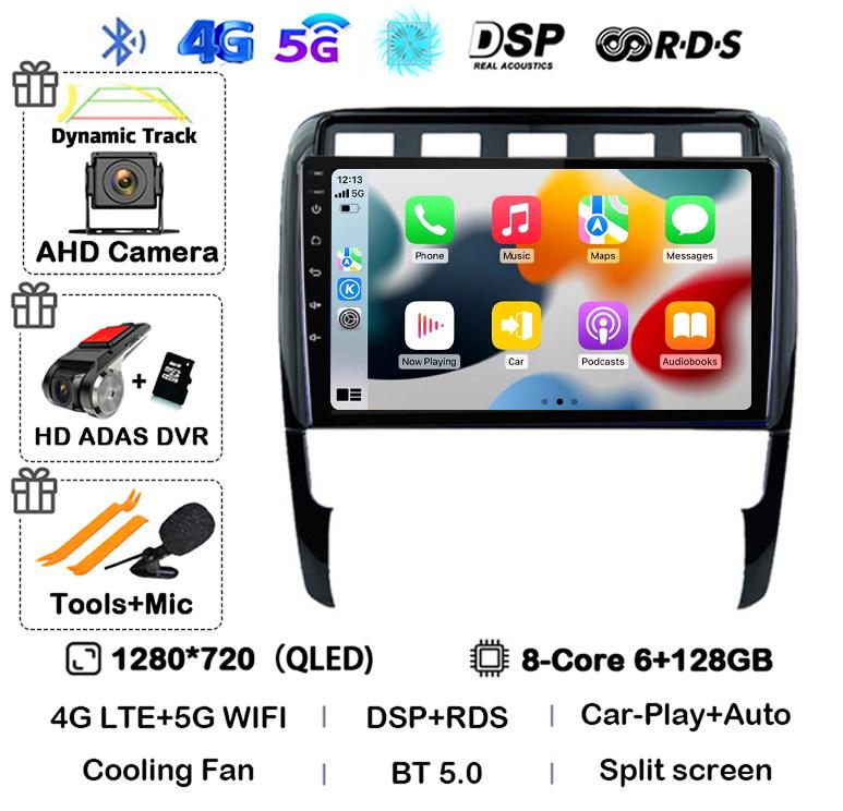 Android 14 Carplay Auto for Porsche Cayenne 1 9PA 2002-2010 Car Radio GPS Stereo Multimedia Player Head Unit 2 Din WIFI+4G DSP
