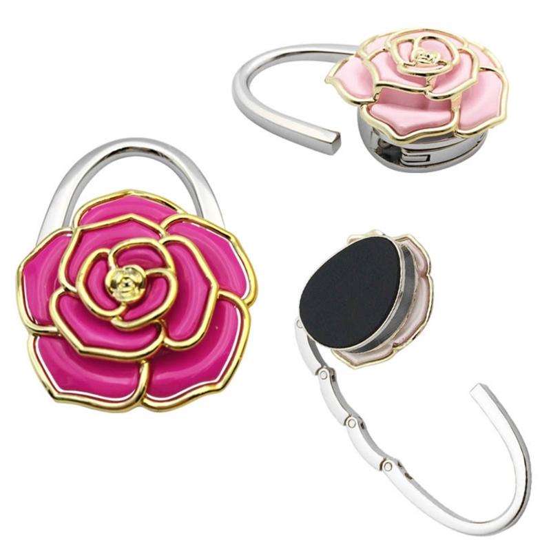 Fashion Flower Shaped Purse Hook Foldable Handbag Hook Table Portable Holder Hanger Handbag Bag Parts Accessories