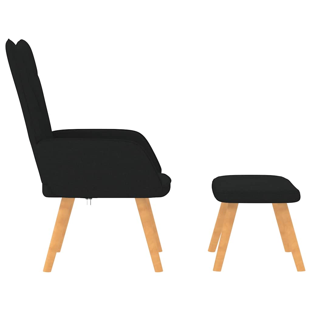 Vidaxl Armchair with Footrest, Black, Fabric Upholstered