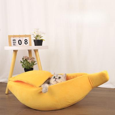New Creative Cartoon Pet Banana Nest Semi-enclosed Small and Medium-sized Cat Nest and Dog House Four-season Universal Pet Bed