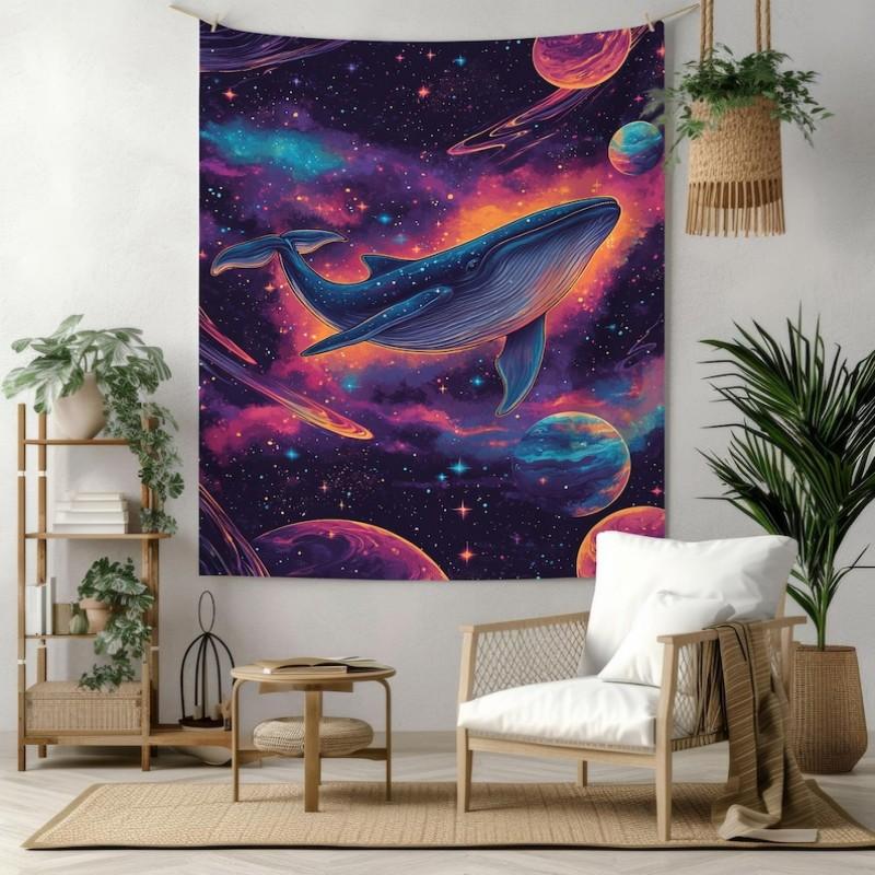 Starry Sky Whale Elephant Tapestry Bohemian Style Wall Hanging Aesthetic Bedroom Living Room Home Decor Wall Art Tapestry