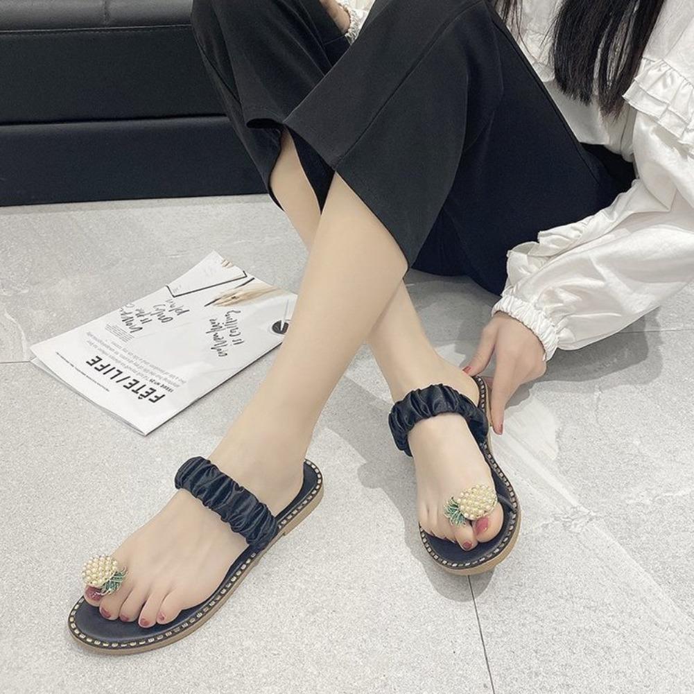 Mode 2025 Anti-Rutsch-Slipper Ananas-Spitze Strandschuhe HOT Große Größe Sandalen Damen Zehensandalen Wasserbohrer Flachboden-Slipper