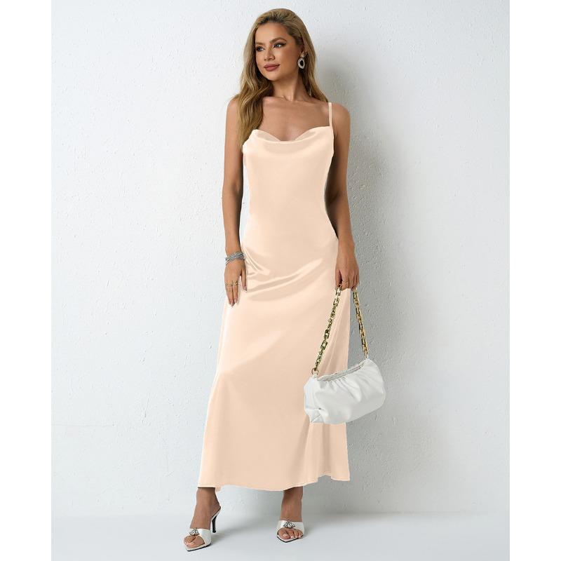 

Женское платье из искусственного шелка с плиссировкой, атласные платья M