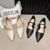 Vår Ny Mode Spetsig Tå Mjuk Enkel Spänne Högklackade Pumps Dam Enfärgad Kontor Bekväma Arbetsskor Kvinna Zapatos