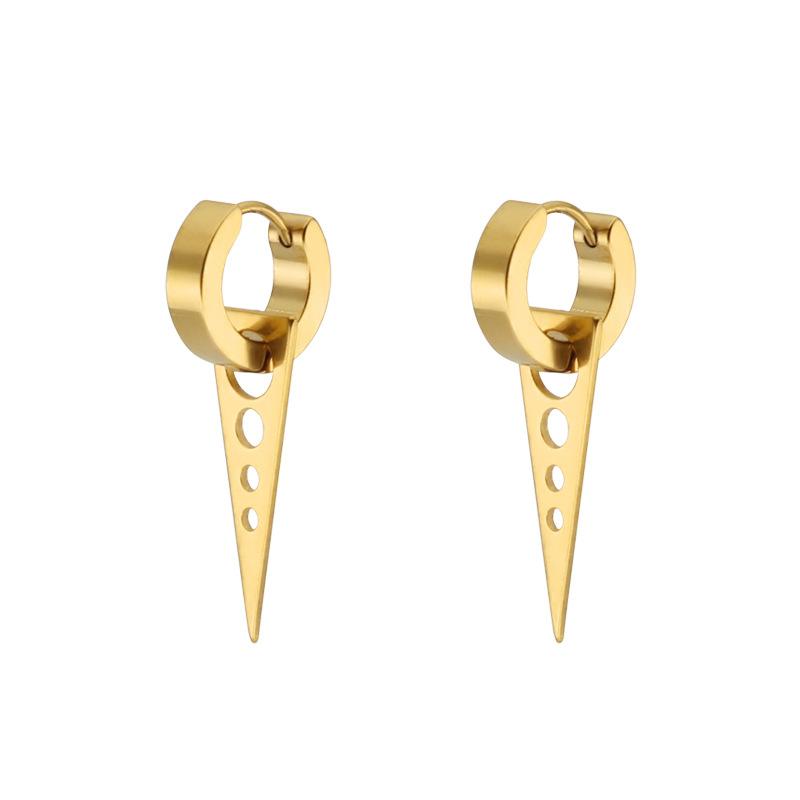 1 пара Серебряная/Черная Серьга-пирсинг из титановой стали Треугольная Геометрическая Корейская Панк-бижутерия Мужская и Женская Бижутерия Round золотой