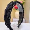 Luxurious Black Organza Beaded Headband – Elegant, Face-Slimming Hair Accessory