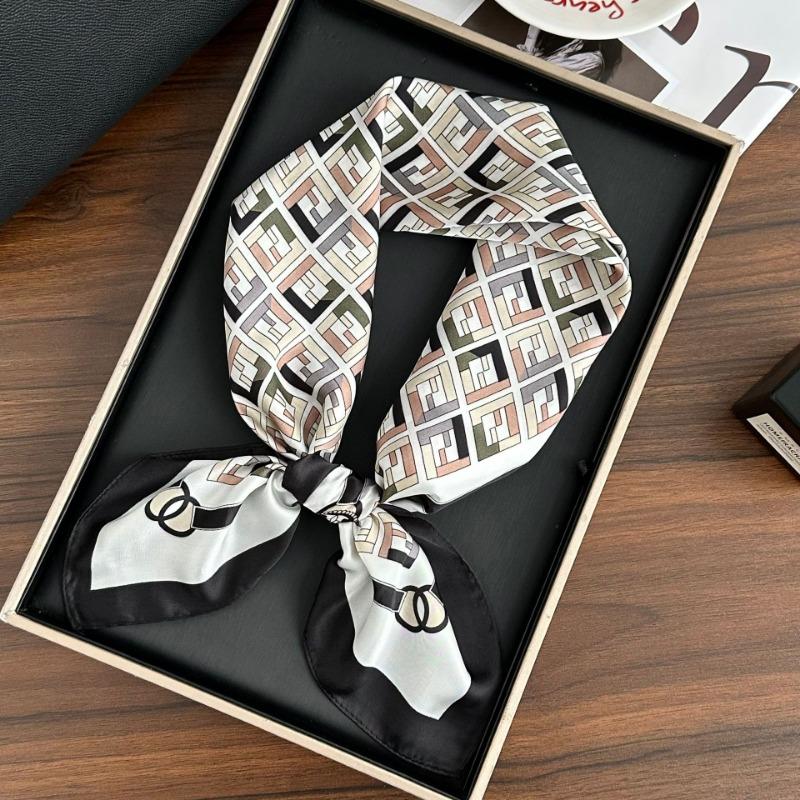 Polka Dot Silk Scarf Square Scarf High-end New Versatile Decorative Scarf Scarf Scarf Neck Cashew Flower Scarf Shawl Can Be Used As a Tube Top