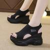 Sandali Zeppa Piattaforma Peep-Toe in Maglia Trendy Estivi per Donna