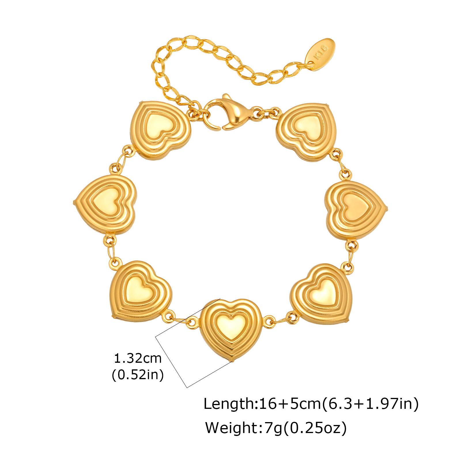 Personalized Exaggerated Stainless Steel Plated 18K Gold Hollow Heart Bracelet Necklace Br-2721