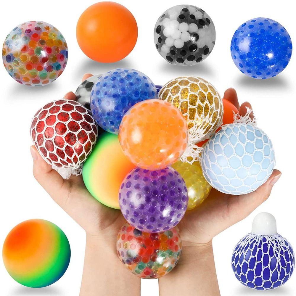 10pcs Transparent TPR Crystal Ball Solid Rainbow Ball Squeeze Toys  Children Birthday Gift