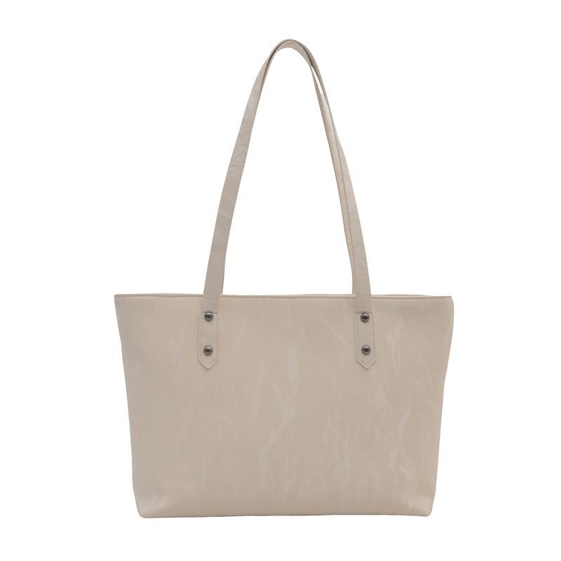 

Casual simple and fashionable soft-sided bag, women s high-end sense, large-capacity tote bag, commuting class shoulder bag білий