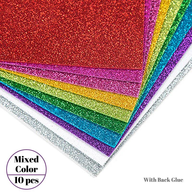 10pcs A4 Glitter Foam Paper Sheets Sparkling EVA Sponge Paper Multicolor for Handmade DIY Card Crafts School Project Decorative