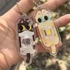 Keychain Fidget Toy Cartoon Cat Design Portable Keychain Pendant with Mechanical Buttons Stress Relief Decompression