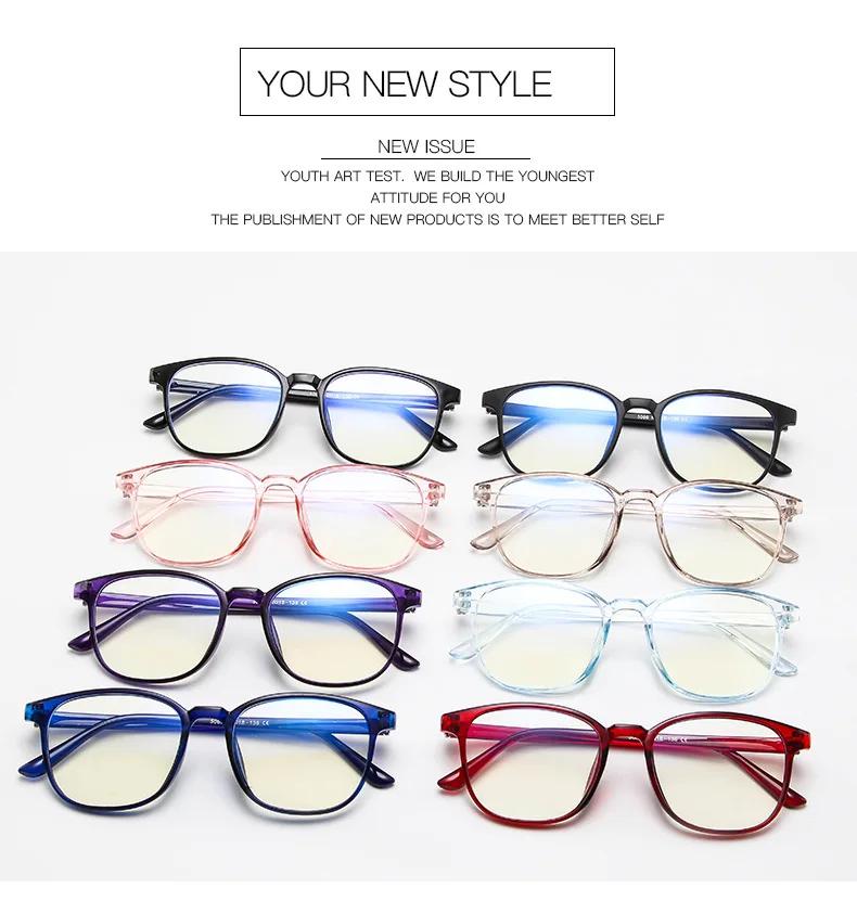 Retro Mens Glasses Frame Fashion Computer Eyeglasses Frame Women Anti-blue Light Transparent Clear Pink Plastic Frame