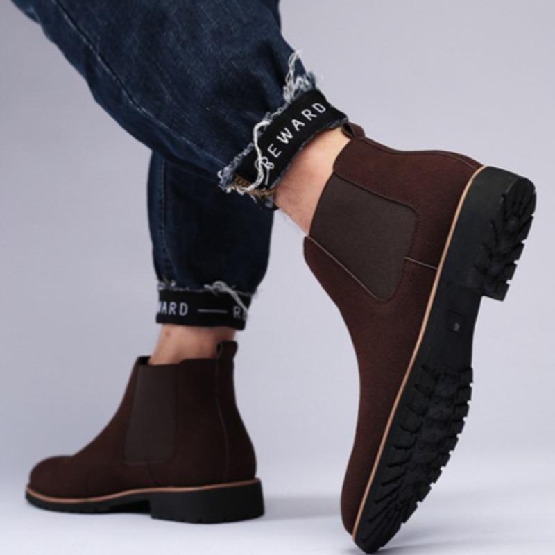 Men Ankle Boots British Style Suede Leather Boot Fashion Chelsea Boots for Men Business Dress Boots High Top Casual Booties 2025