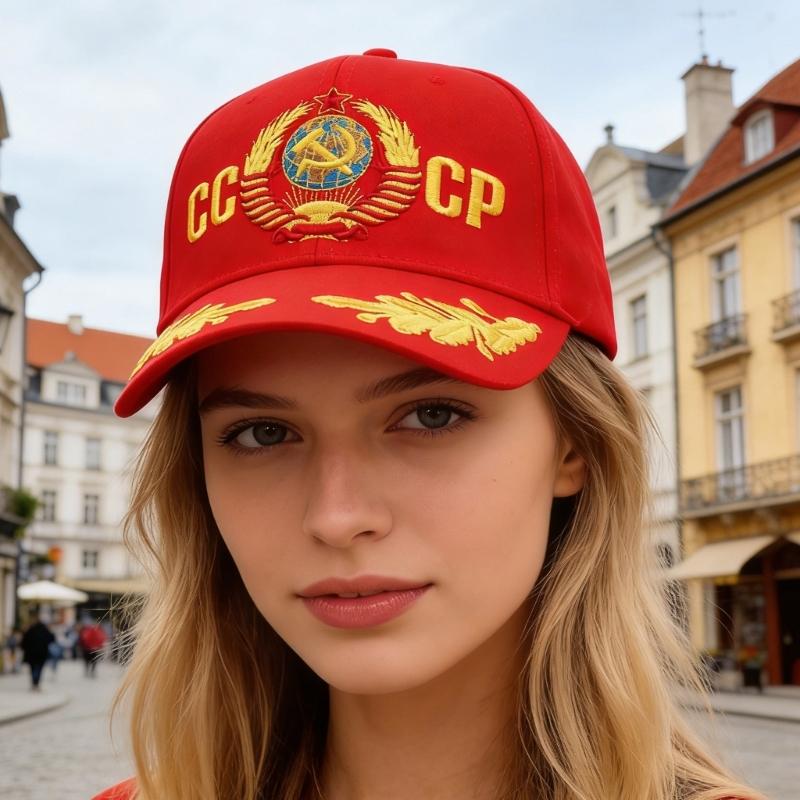 Soviet Union Letters Embroidered Cotton Baseball Cap Adjustable Fashion Outdoor Hat For Men And Women