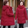 2025 Winter Hooded Mid-Length Down Jacket for Middle-Aged & Elderly Women - Fashionable, Cold-Proof White Duck Down Mom Coat
