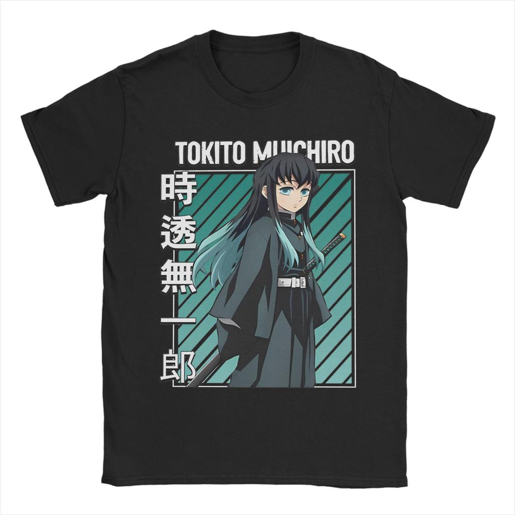 Demon Slayer Anime T-Shirt Herren Baumwolle Oberteile Shirts Ästhetisch Muichiro Tokito Rundhals Kurzarm