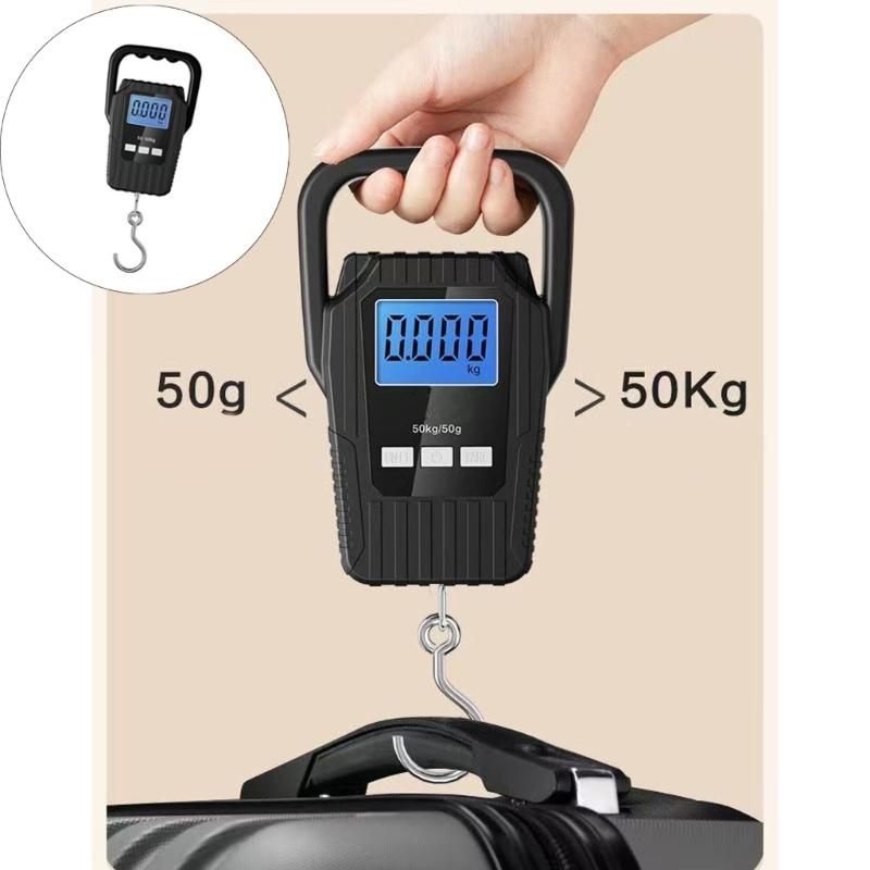 Small LCD Hand Hook Scale with 50Kg Weight Capacity Upgrades Perfect for Suitcases Fishing Market Quick Measurement