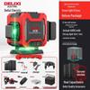 Delixi High-Precision Green Laser Level: 12-Line Infrared, Strong Light, Automatic Outdoor Use, Water-Resistant