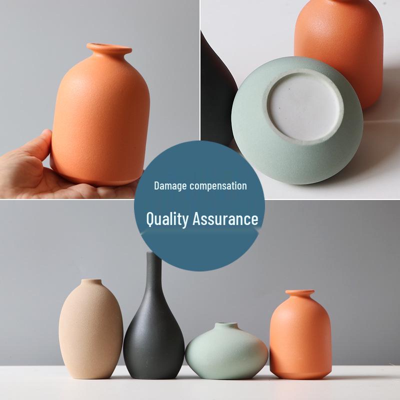 Nordic Style Morandi Ceramic Vase with Small Dried Flowers for Home Decor