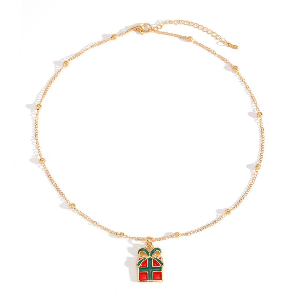 Christmas Necklace Hot-selling Fashion Dripping Oil Snowflake Bell Christmas Tree Pendant Simple Versatile Item