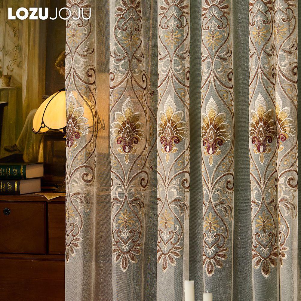 1PC LOZUJOJU European Style High-end Tulle Embroidered Sheer Curtains for Living Room Bedroom Balcony Window Home Decor