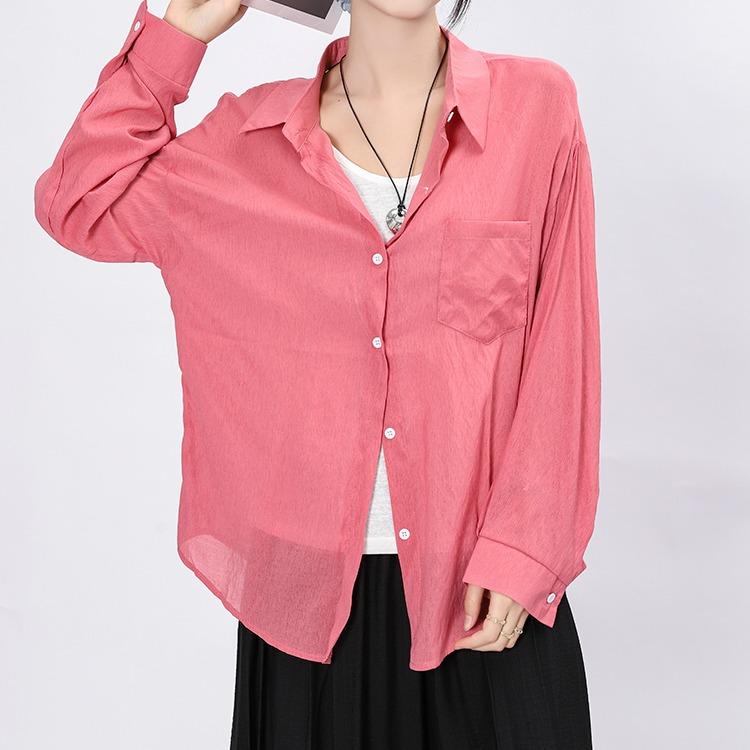 Dimanaf 2025 New Summer Buttons Shirt Women Solid Blouse Long Sleeve Fashion Tops Tees Casual Loose Green Tees
