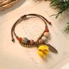 Hand woven ceramic plant acorn bracelet natural fruit hand rope retro literary bracelet women