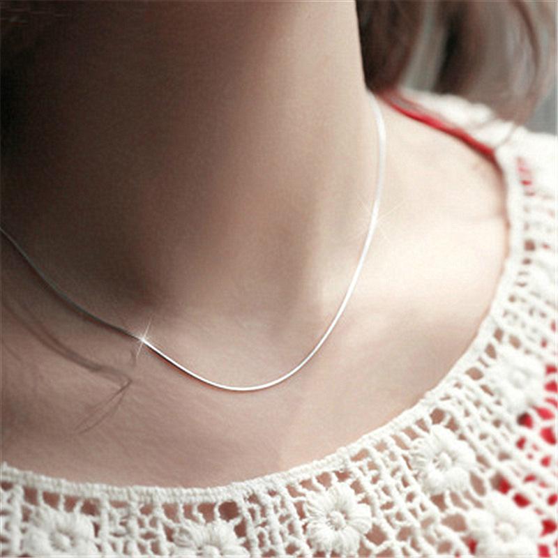Korean Classic Platinum-Plated Copper Snake Chain Necklace