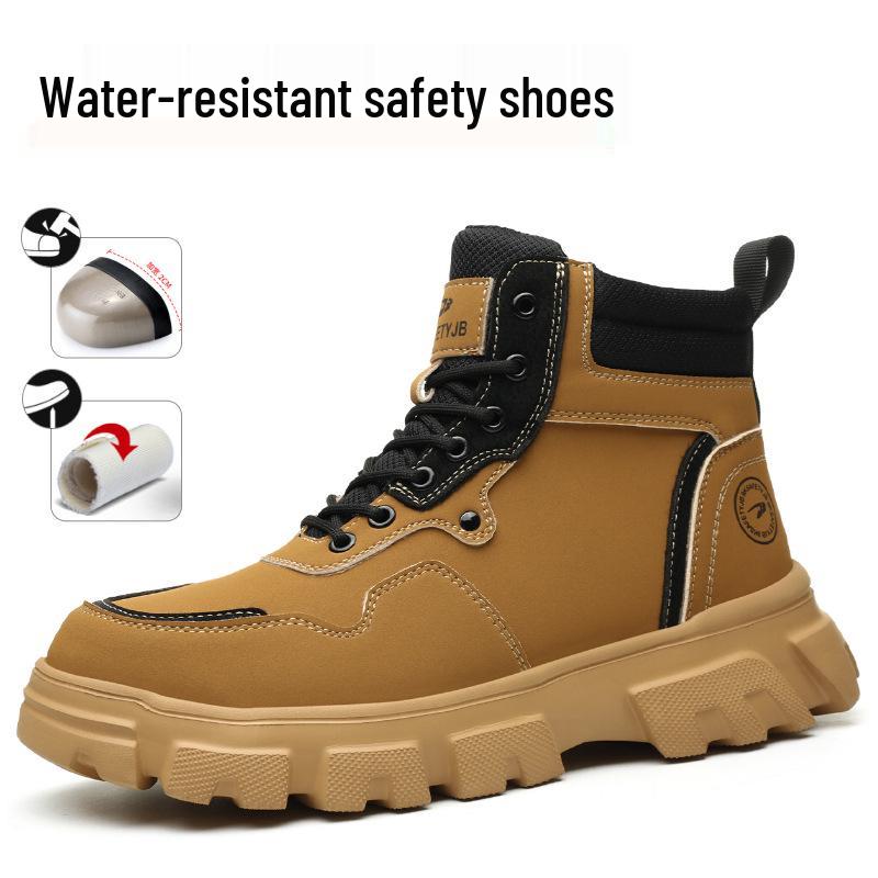 Men's High-Top Anti-Smash, Anti-Puncture, Non-Slip, Water-Repellent Work Boots for Outdoor, Wear-Resistant and Comfortable for Long-Standing.