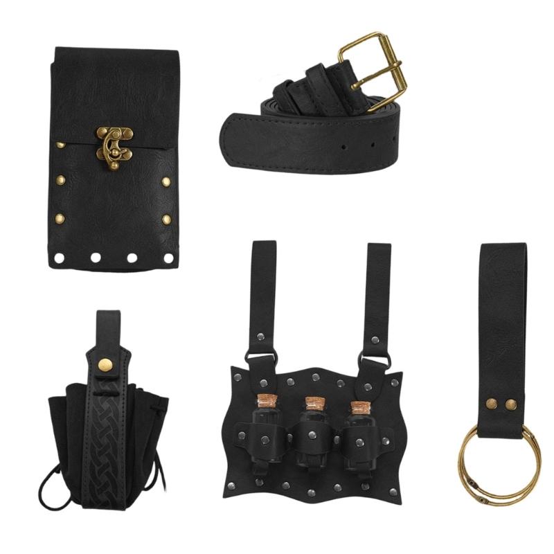

Stylish PU Leather Roleplay Belt With Decorative Alchemies Bottle Halloween Costume Accessory For Cosplay Enthusiasts чёрный