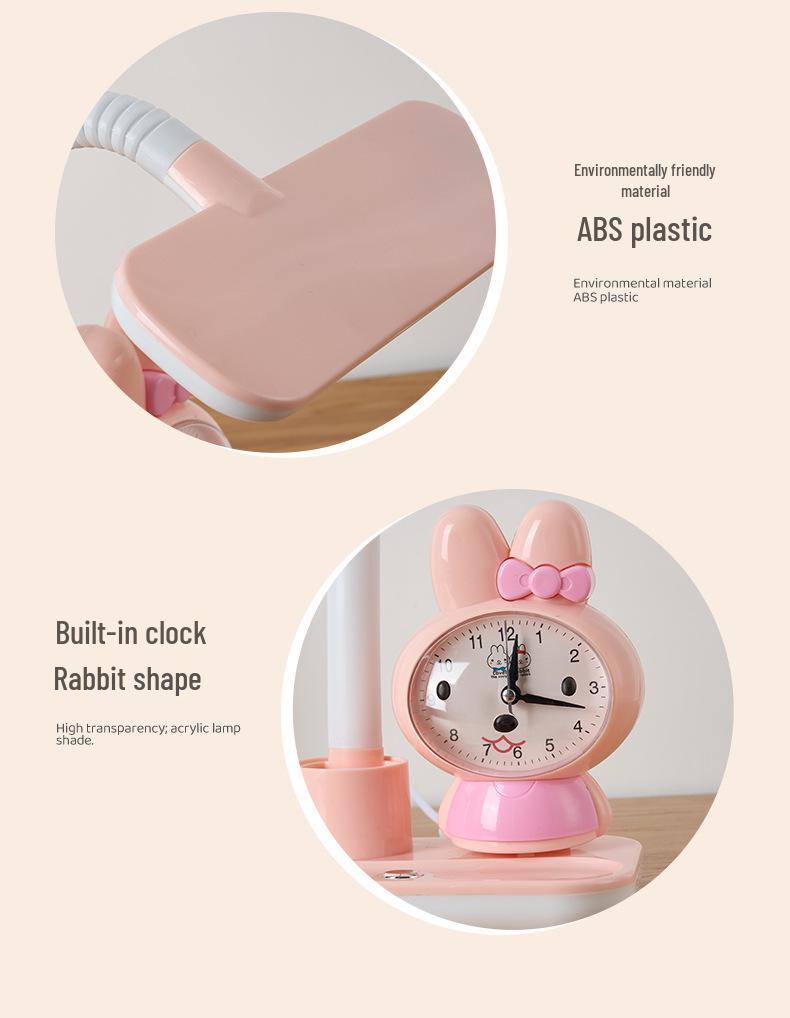 Guangshibao Kinder Schreibtisch Hasen Uhr Tischlampe