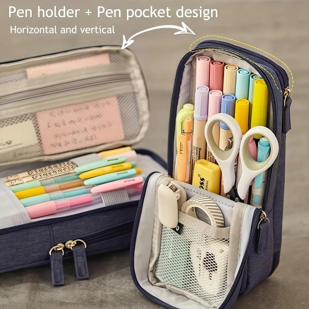 Double-layer Pen Bag Foldable Pencil Pouch New Pencil Case  School Office
