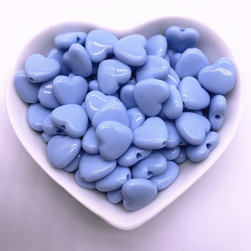 30pcs/lot 12mm 14mm Colourful Heart Shape Acrylic Loose Spacer Beads for Jewelry Making DIY Accessories