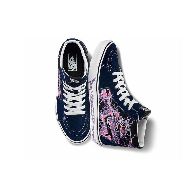 Vans Sk8 Skull Print Casual High-Top Skate Shoes Unisex Sneakers Black Purple VN0A5KRH96C