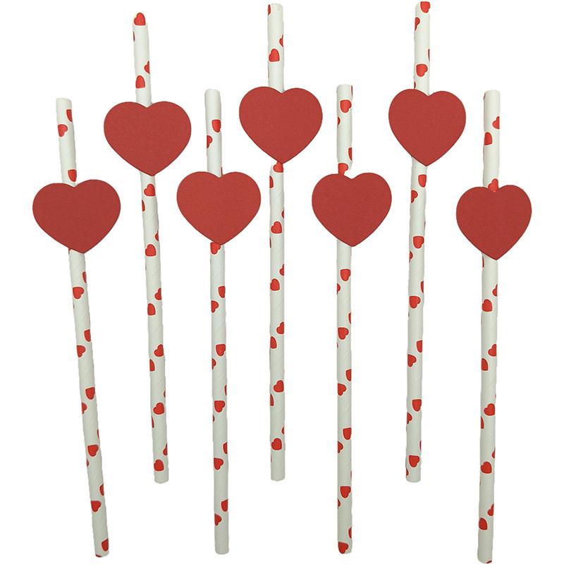 Ecofriendly Heart Card Disposable Paper Straws For Cake And Party Decor