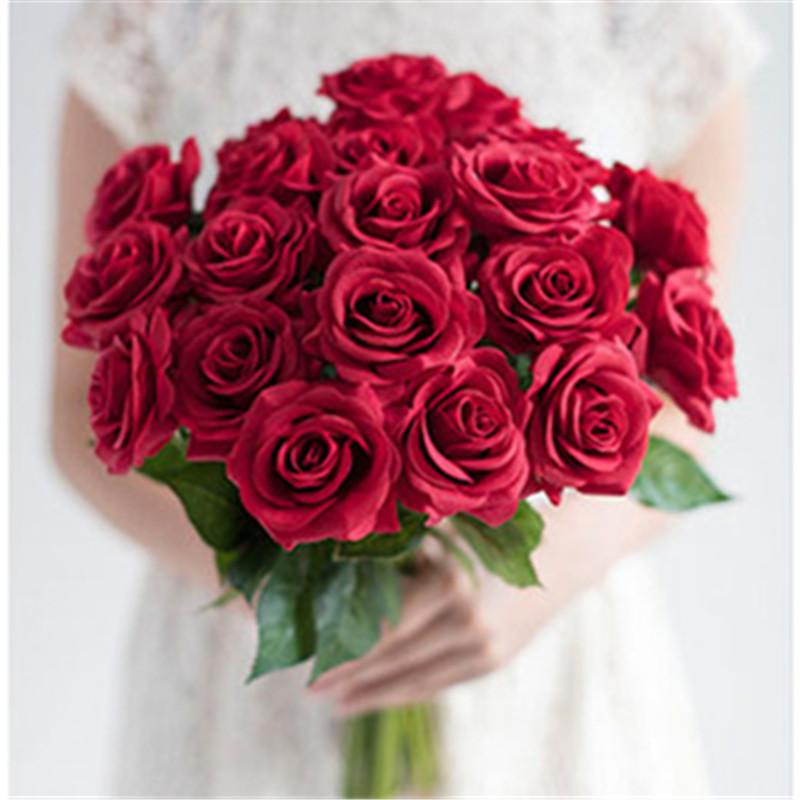 11pcs/Lot Fresh Rose Artificial Flowers Real Touch Rose Floral Home Decorations For Wedding Party Birthday Gifts