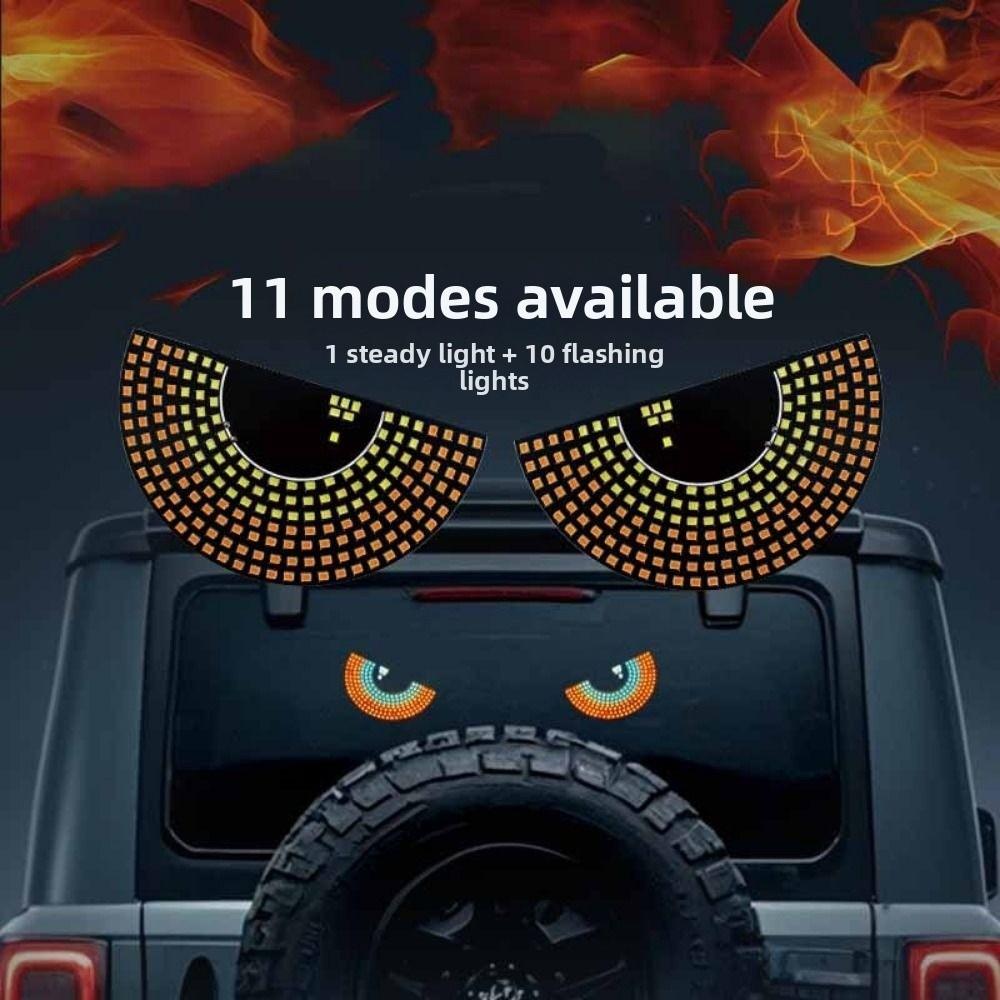 2PCS USB Car Eyes Light Demon Eye Design Vehicle Signal Lights Pixel Panel Light Automotive Decor