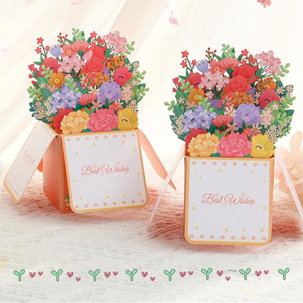 3D Pop-Up Karte Blumenstrauß – 15x15 Cm, Mit Umschlag, Als Geburtags- Oder Dankeskarte